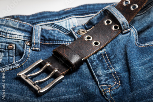 Blue jeans with belt