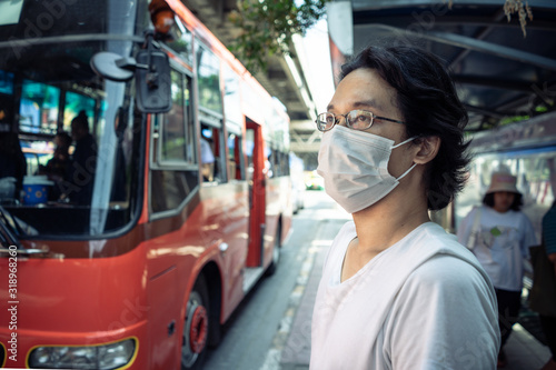 Thai people need to wear a mark to protect themselves from pm2.5 air pollution and hazardous dust