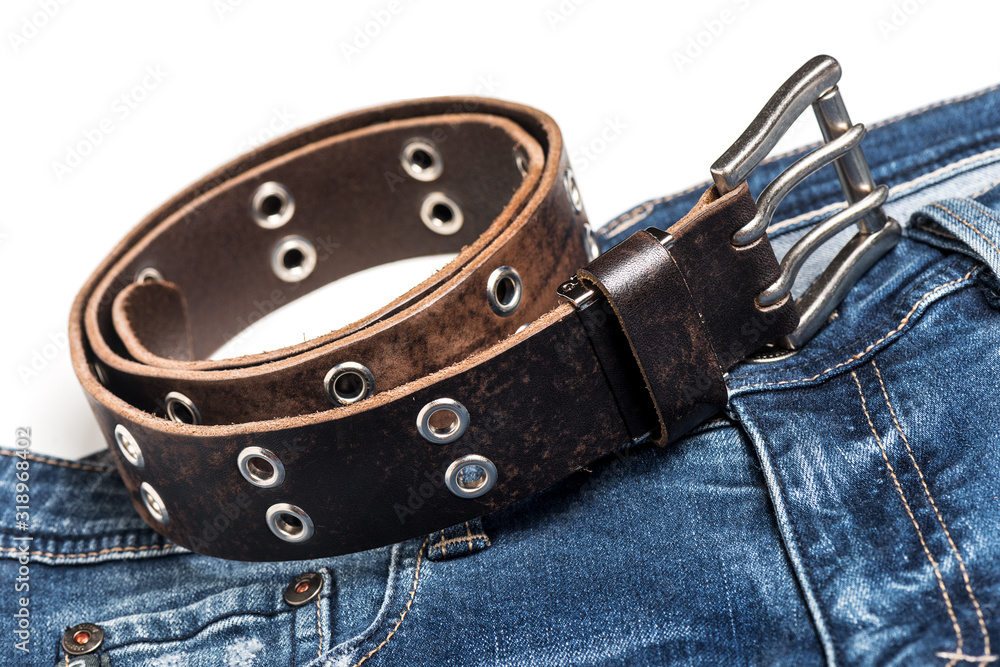 Blue jeans with belt Blue jeans with belt