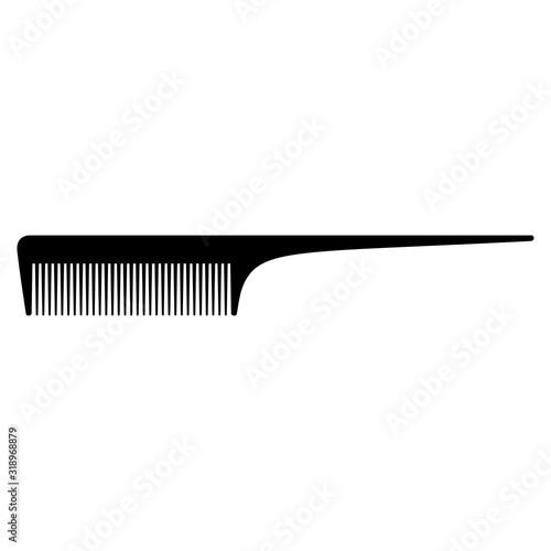 Flat comb, icon. Fine frequent tooth design. Vector illustration.