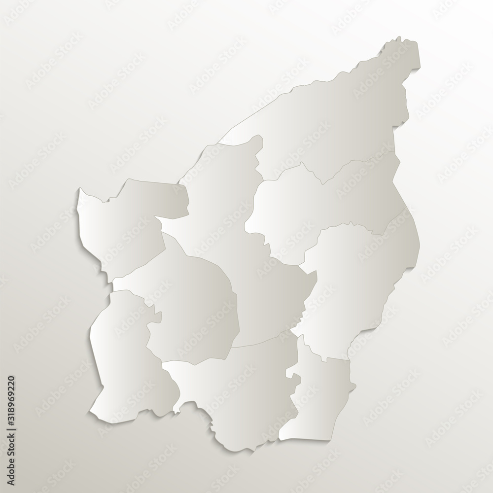 San Marino map separates regions and names individual region, card paper 3D natural raster blank