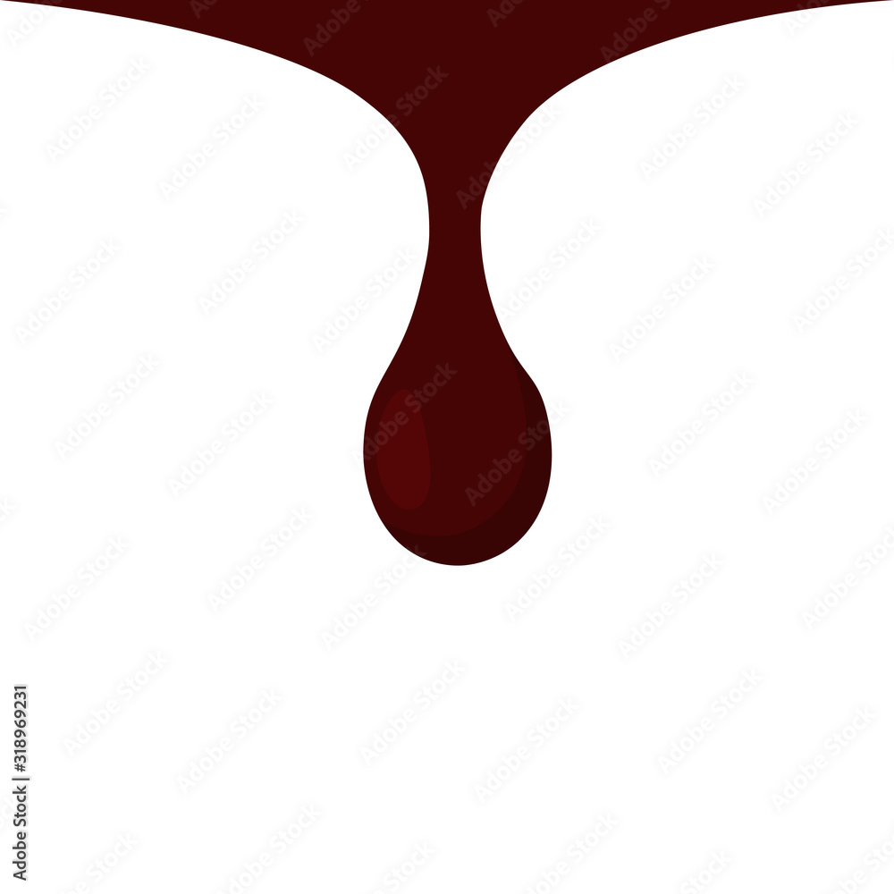 Dripping liquid. Paint flows. Current paint, stains. Current drops. Dripping blood. Vector illustration.