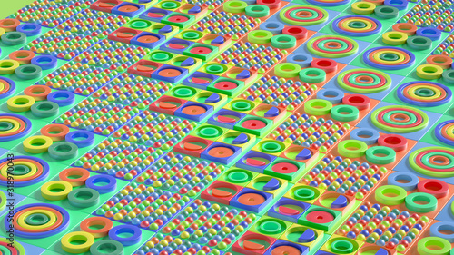 Beautiful colorful vibrant pattern. 3d illustration  3d rendering.