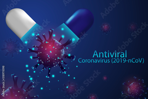 Pandemic virus and Medicine pills antiviral drug corona virus concept. Vector illustration design.
