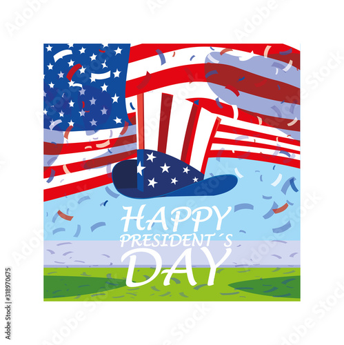 label happy president day, greeting card, United States of America celebration