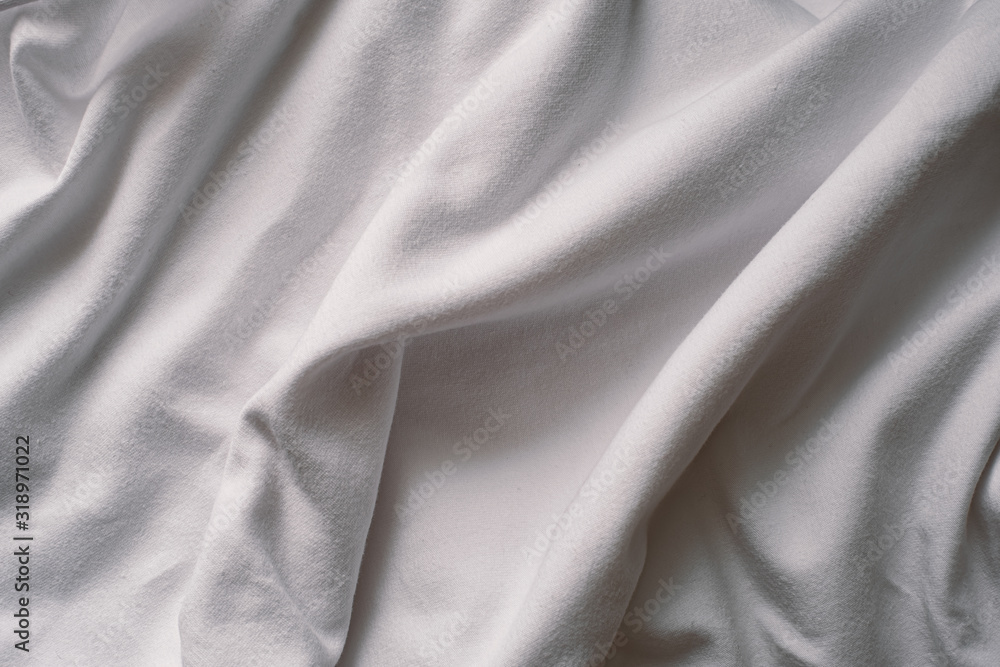 Fototapeta premium Crumpled Soft White Textile Backdrop - Wrinkled Cloth Background