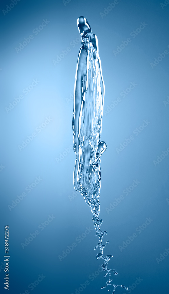 blue color water splash isolated on empty background, studio photo