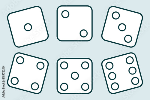 Dice, set of vintage dices isolated on a light background. Vector illustration of dice.