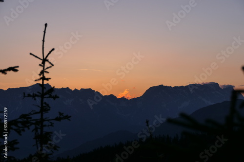 morning sky on the mountain with beautiful sunrise and orange sky