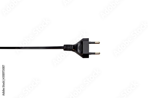 black electric European plug isolated on white background photo