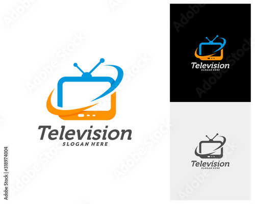 TV Creative logo concepts, Television logo design, abstract colorful icons, elements and symbols, template - Vector
