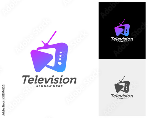 Media TV Creative logo concepts, Play Television logo design, abstract colorful icons, elements and symbols, template - Vector