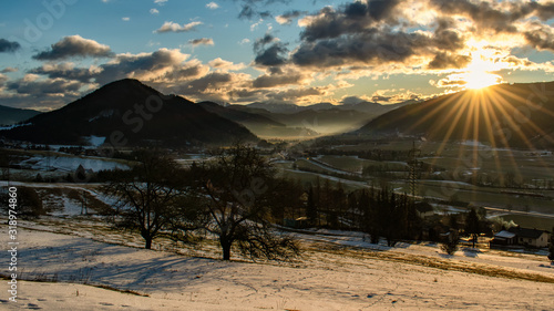 Sunrise in the Austrian Alps near Kammern im Liesingtal