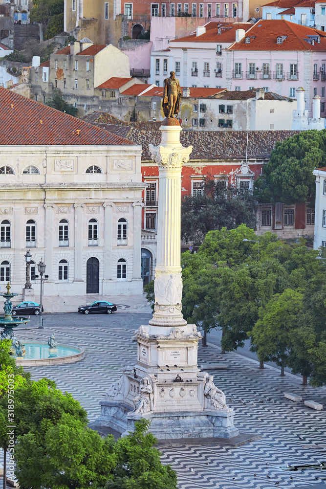 The Column of Pedro IV (King Peter IV) located in Lisbon Portugal