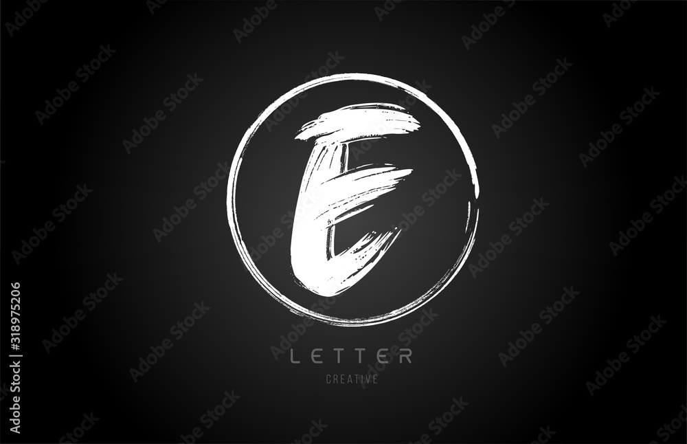 grunge E brush stroke letter alphabet logo icon design template in black and white for business grunge E brush stroke letter alphabet logo icon design template in black and white for business