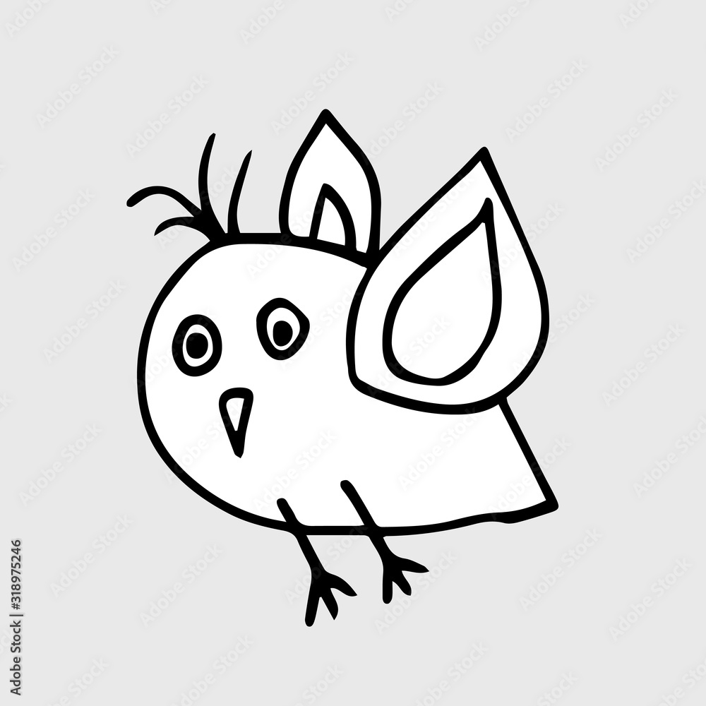 Little bird hand drawn in doodle style. Vector element for decor. Cartoon sketch. Little bird hand drawn in doodle style. Vector element for decor. Cartoon sketch.