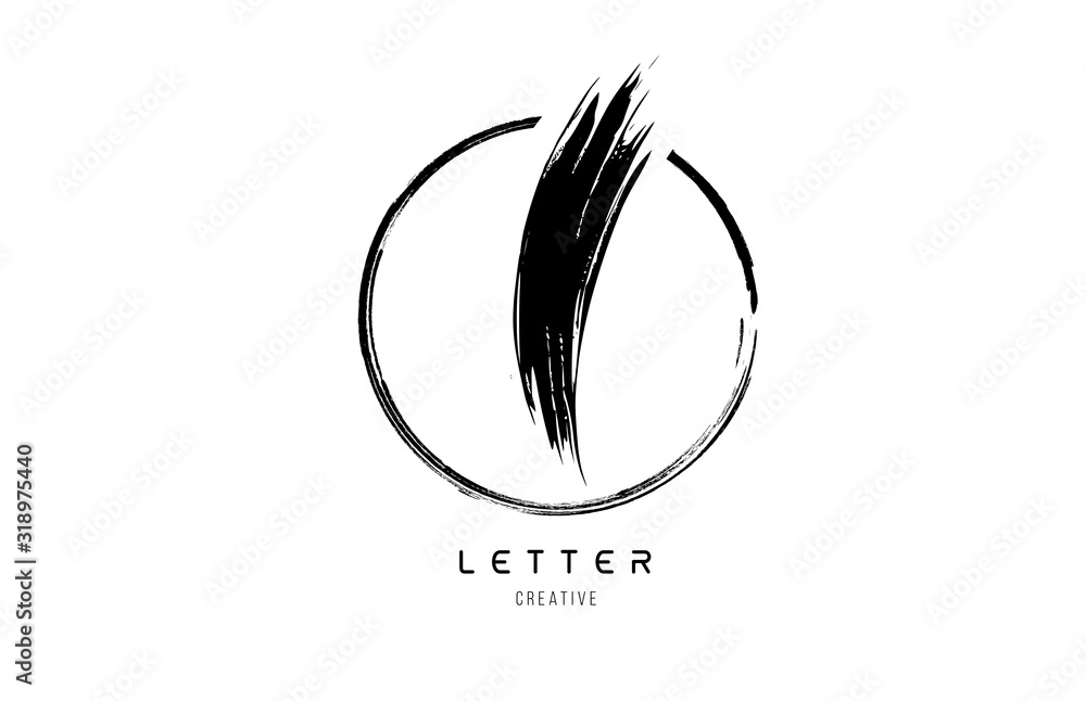 handwritten grunge I brush stroke letter alphabet logo icon design template in black and white for business handwritten grunge I brush stroke letter alphabet logo icon design template in black and white for business