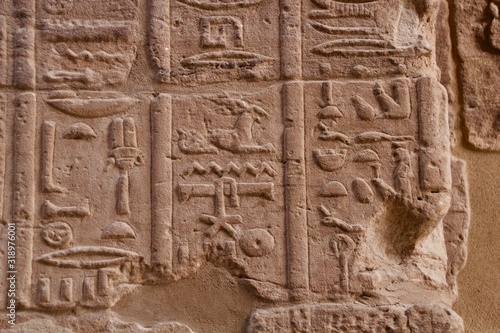 Hieroglyphics at egyptian temple