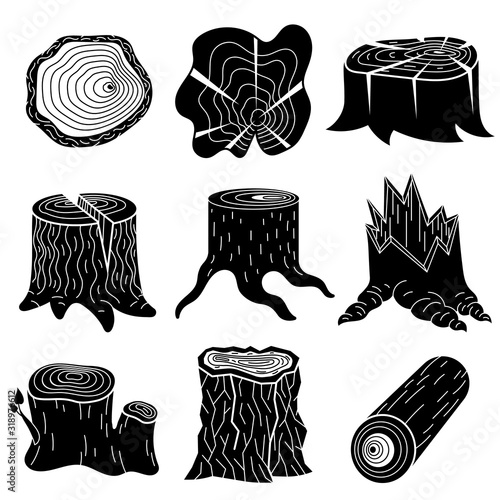 Stumps icons set. Simple set of stumps vector icons for web design on white background