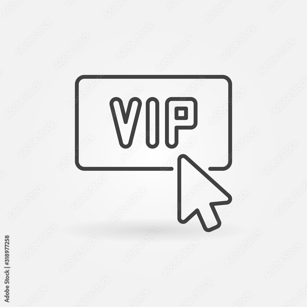 Mouse click on VIP button vector concept outline icon or symbol Mouse click on VIP button vector concept outline icon or symbol