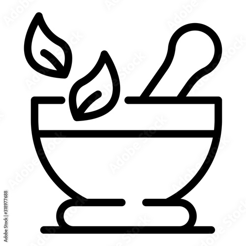 Bowl for grinding herbs icon. Outline bowl for grinding herbs vector icon for web design isolated on white background