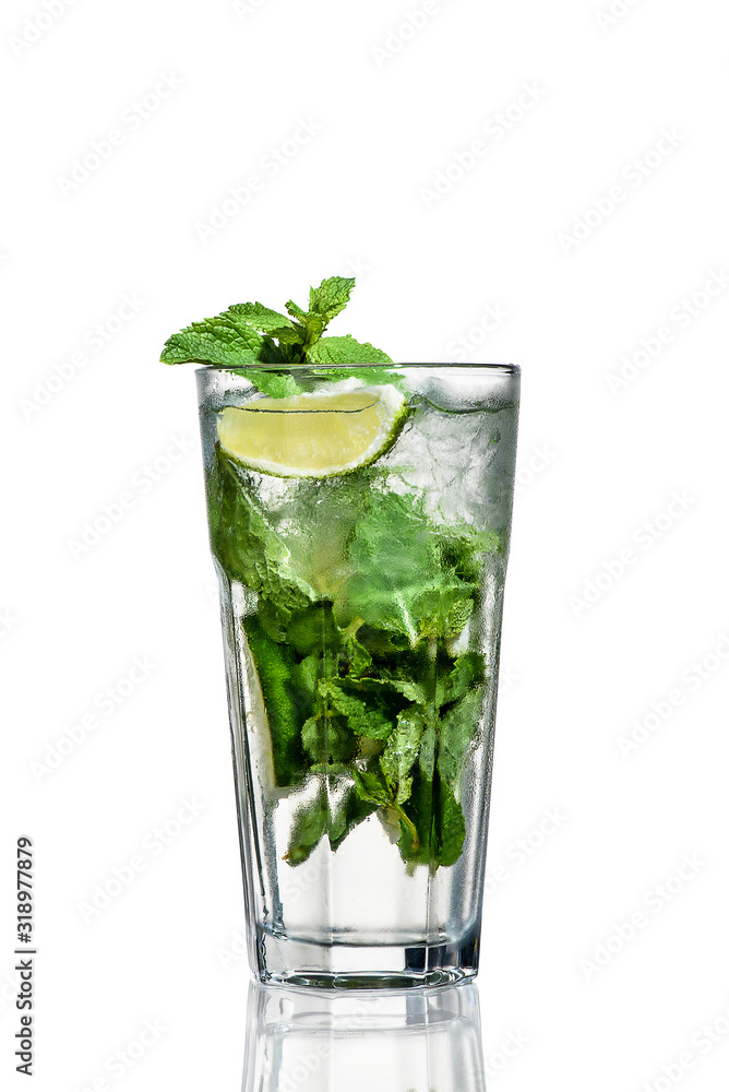 lemonade with mint on a white background lemonade with mint on a white background