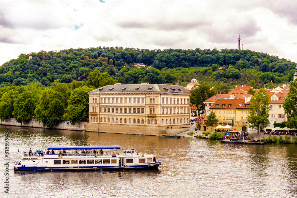Naklejka premium boat in river