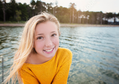 Young Girl On Boat At The Lake