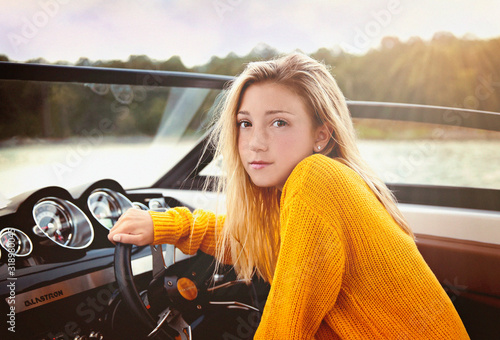 Girl on Boat at the Lake