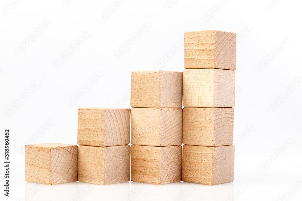 Wooden cubes on a white background Wooden cubes on a white background