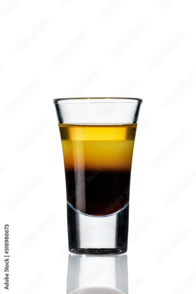alcoholic cocktail in a glass on a white background