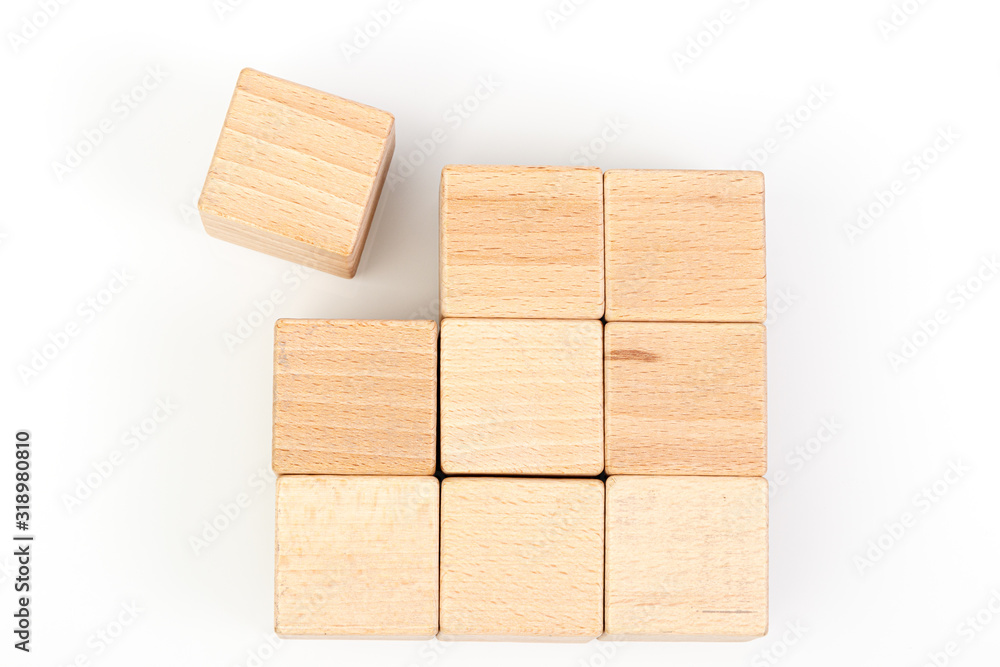 Wooden cubes on a white background Wooden cubes on a white background