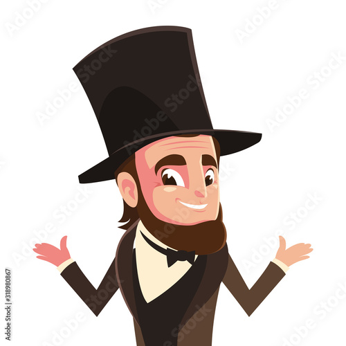 president abraham lincoln on white background