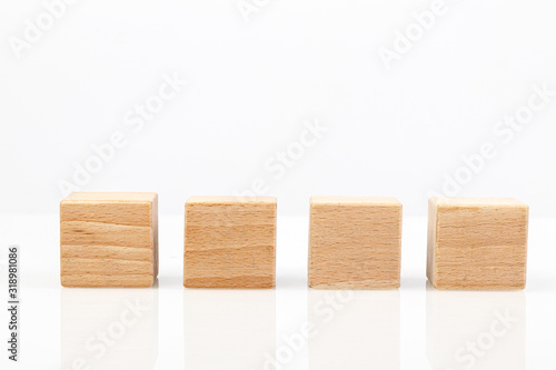 Wooden cubes on a white background