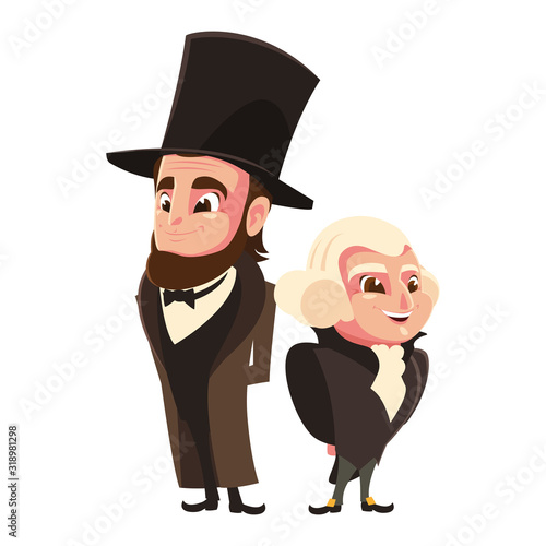 cartoon of presidents george washington and abraham lincoln, president day