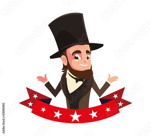 president abraham lincoln on white background