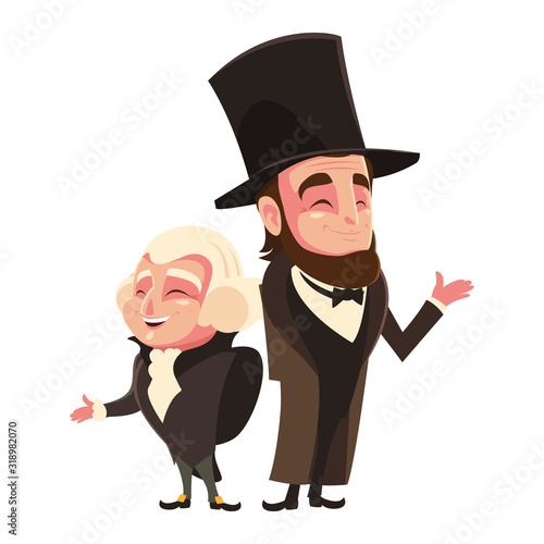 cartoon of presidents george washington and abraham lincoln, president day