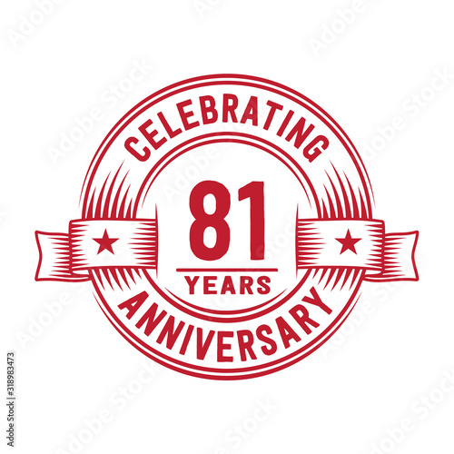 81 years logo design template. 81st anniversary vector and illustration.