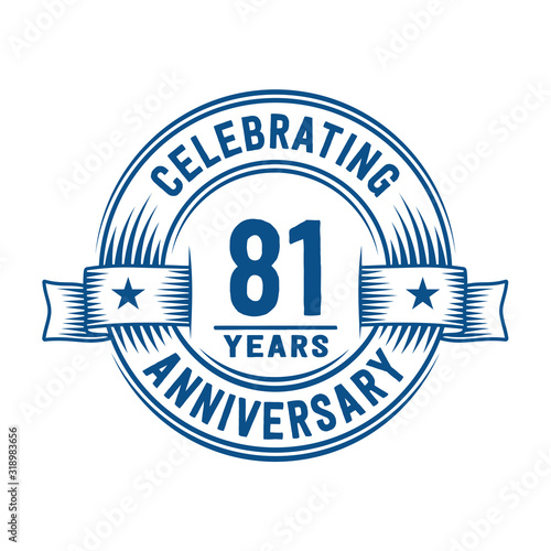 81 years logo design template. 81st anniversary vector and illustration.