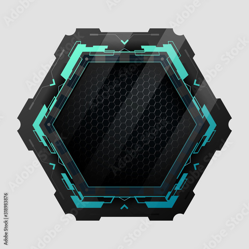 Futuristic hexagon with copy space. photo