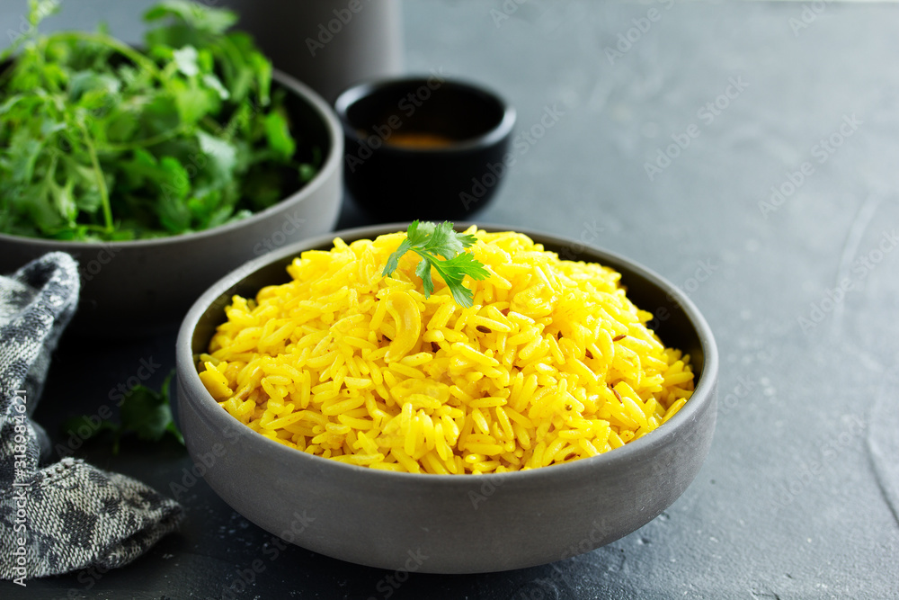 Vegetarian rice with curry and cashew nuts. Vegetarian rice with curry and cashew nuts.