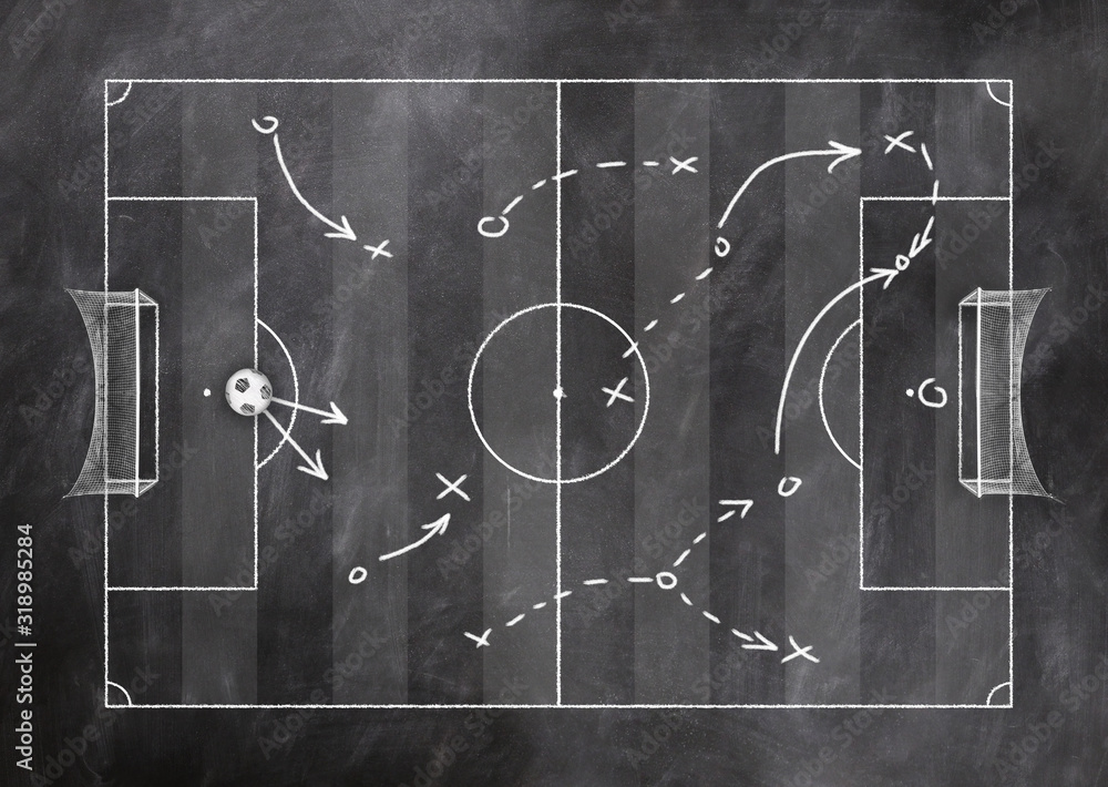 Fototapeta premium Soccer field from above - texture background