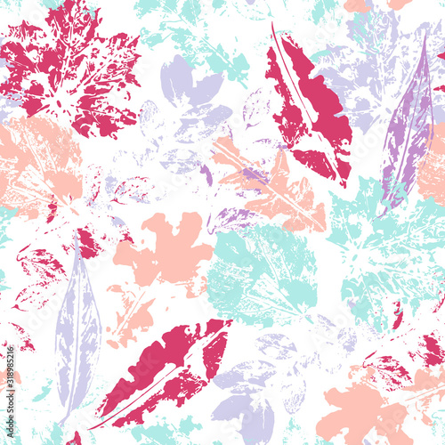 Bright floral background. Seamless leaves pattern.