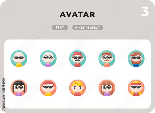 Avatars Glyph Icons Pack for UI. Pixel perfect thin line vector icon set for web design and website application.
