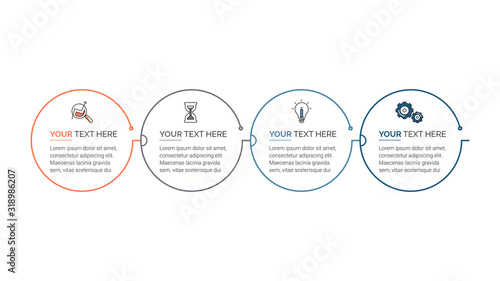Business process infographic template. Thin line design with numbers 3, 4, 5, 6, options or steps. Vector illustration graphic design.