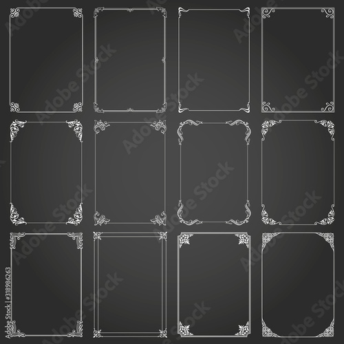 Frames decorative rectangle and borders set