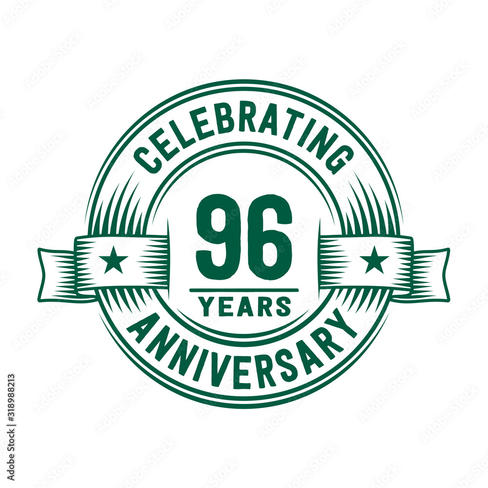 96 years logo design template. 96th anniversary vector and illustration.