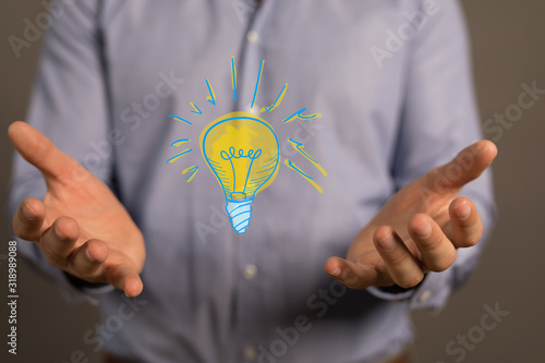 solution concept business idea lamp