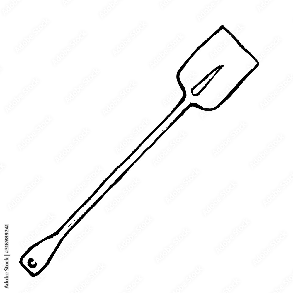 Creative hand drawing of a shovel. Black and white illustration. Creative hand drawing of a shovel. Black and white illustration.