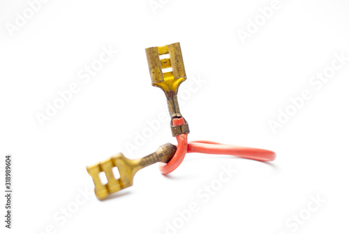 connector red copper wire plug of electric device photo